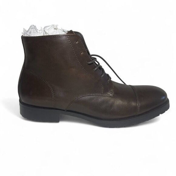 The Men's Store at Bloomingdales Brown Lace up Cap Toe Boots Shoes Sz 10.5 NIB - Picture 2 of 13